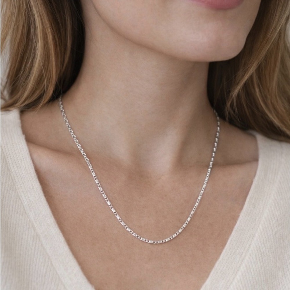 Silver Plated Stainless Steel Box Chain Necklace